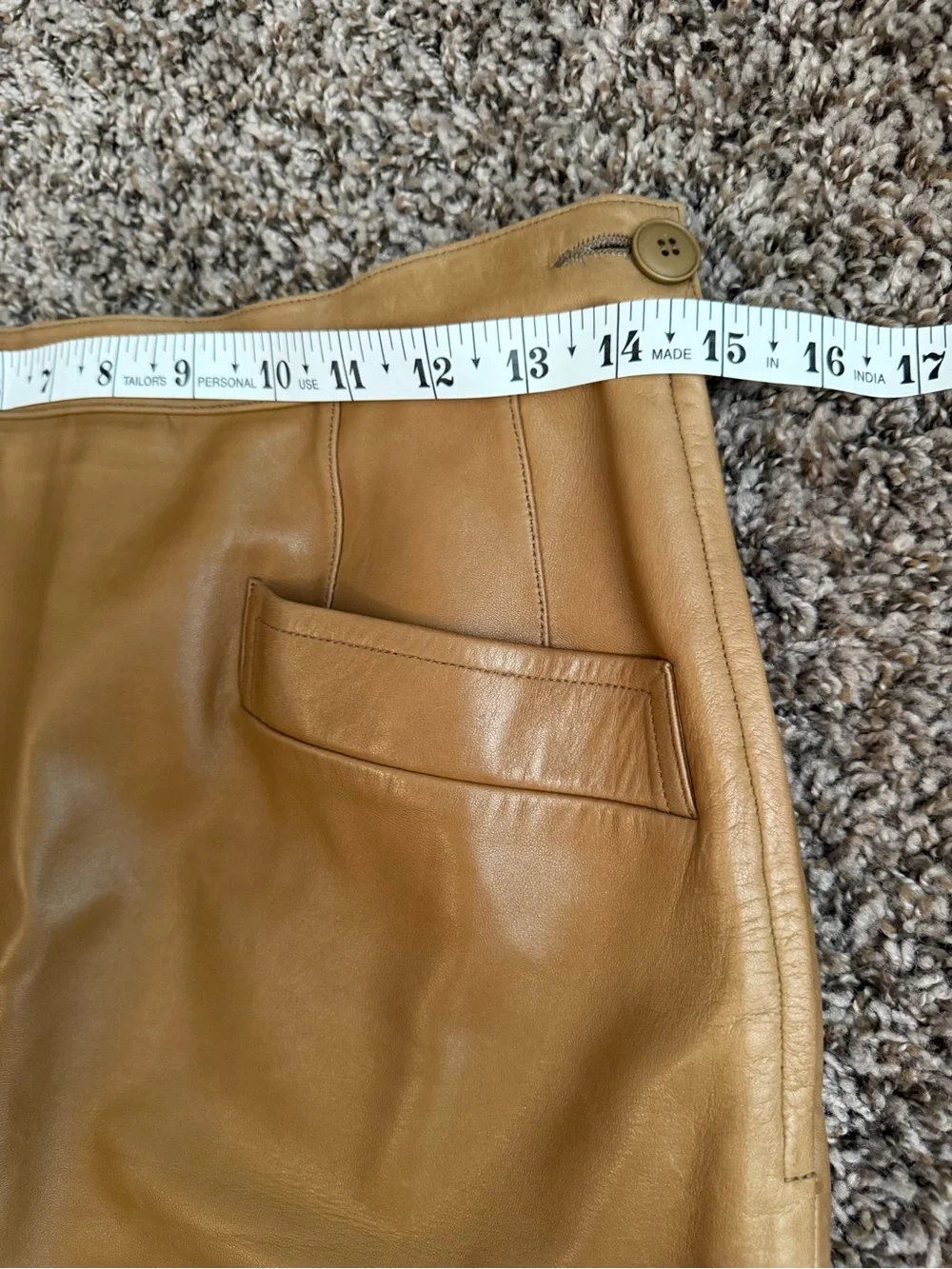 Vintage Yves Saint Laurent Rive Gauche Tan Leather Pencil Skirt FR 42